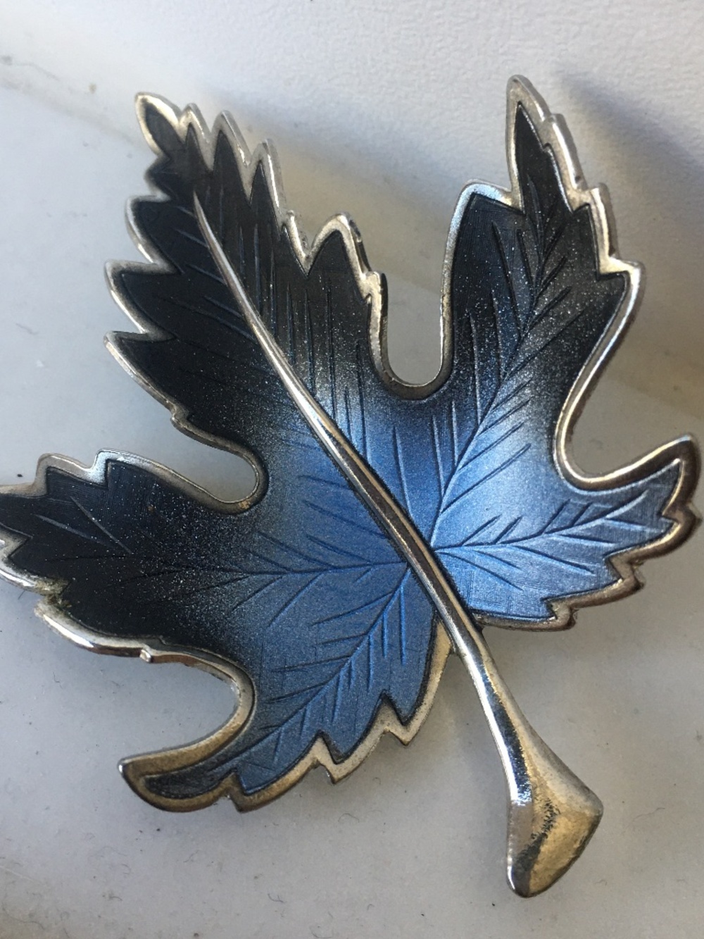Vintage Blue Ombré Maple Leaf Brooch